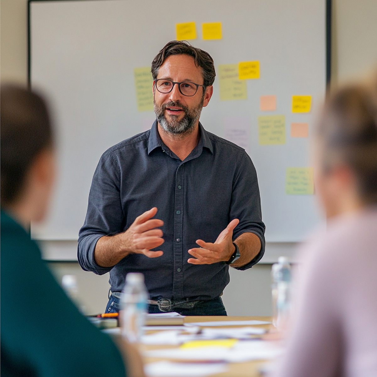 A facilitator leading a group development workshop